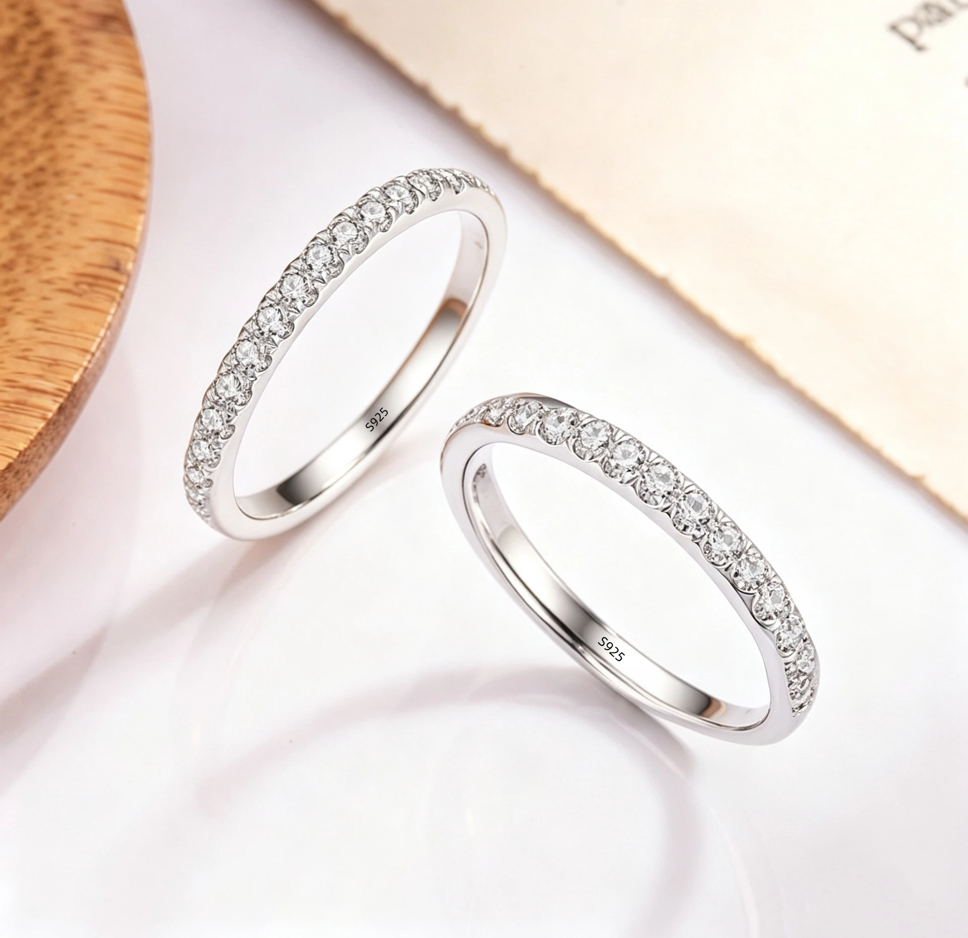 Cincin Eternity Band yang Meng - Moissanite Eternity Band Ring Stackable ulasan dan harga