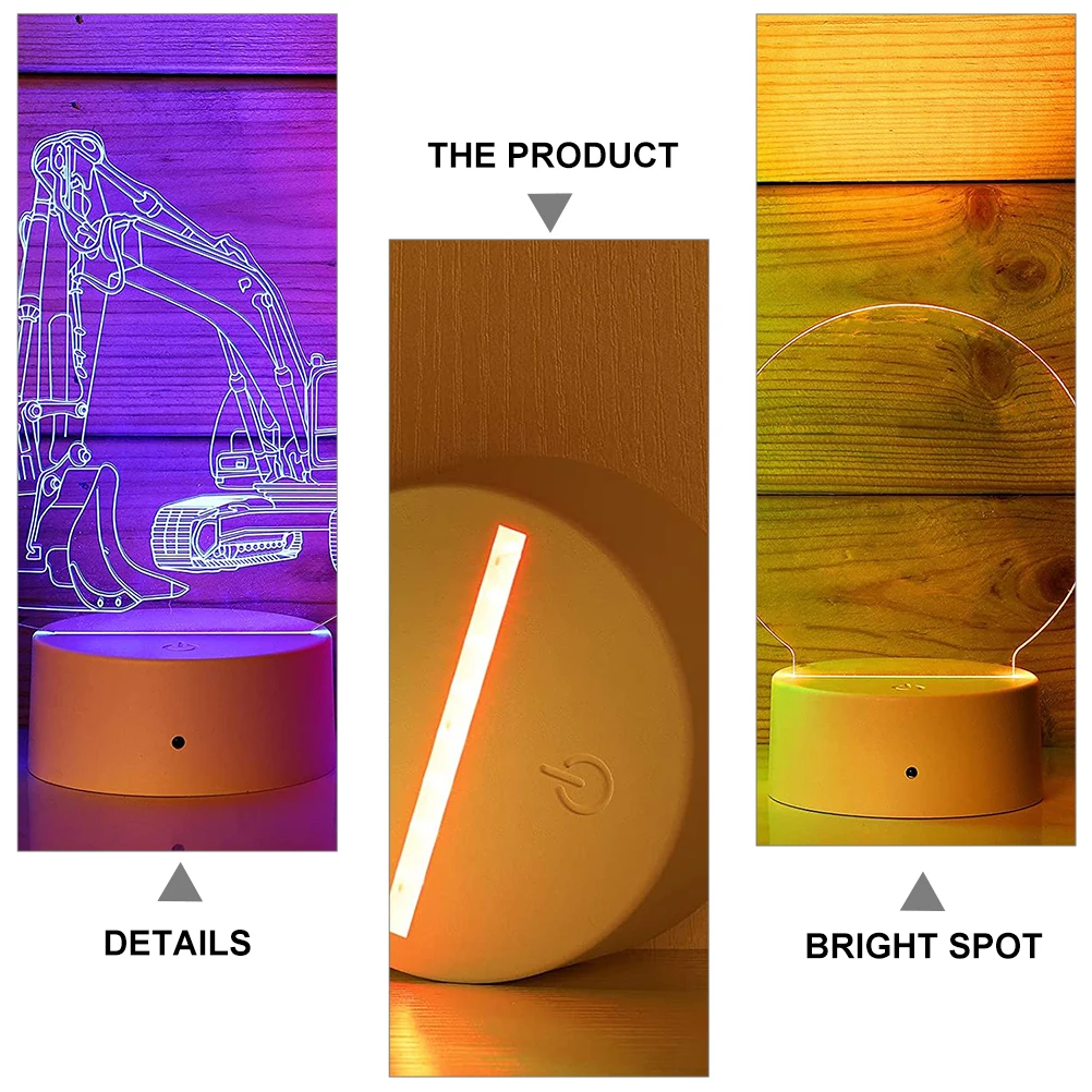 

3D Night Light Base LED Display Changing Lamp White Touch Remote Control Decorative Base for Bedroom Office Table Small
