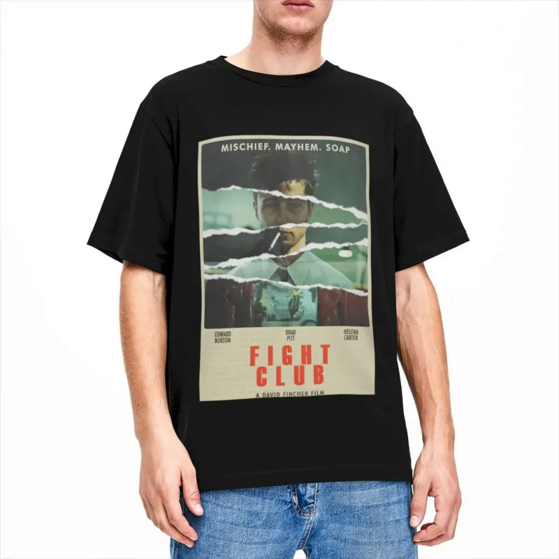 Y2K Fight Club Poster T Apparel For Men Women Cotton Casual Classic Movie T-Shirt Short Sleeve Clothes Gift Idea