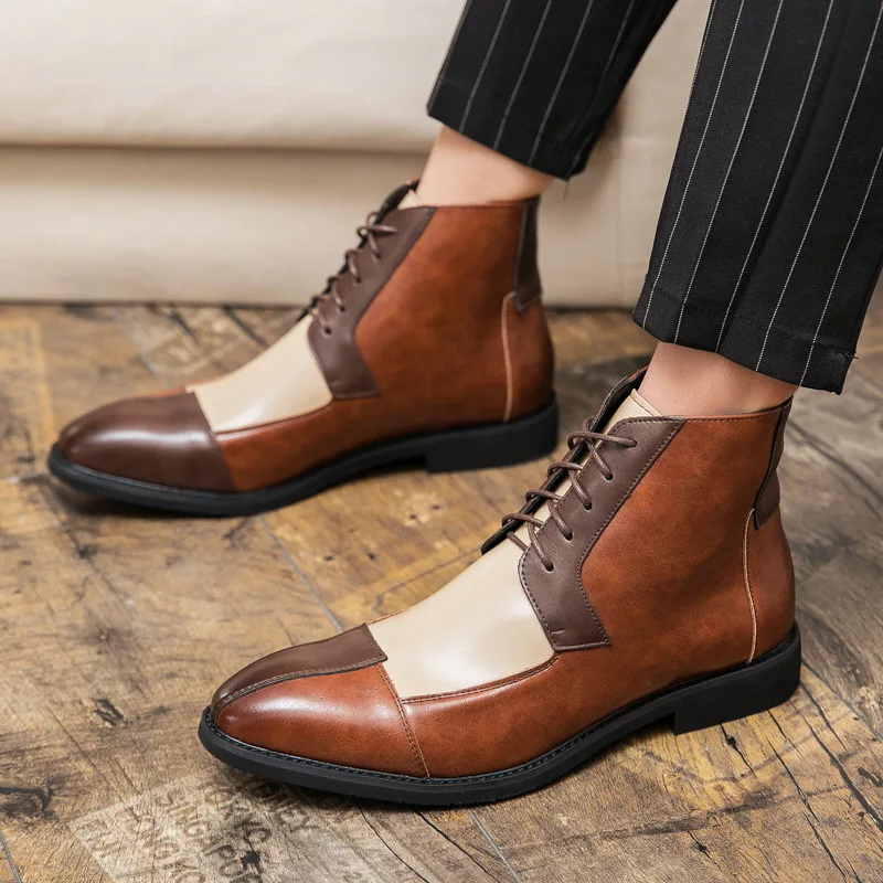 

Men Boots Genuine Leather Chelsea Boots Mens Motorcycle Ankle Boots High Quality Wedding Party Dress Shoes Outdoor Walking Shoes