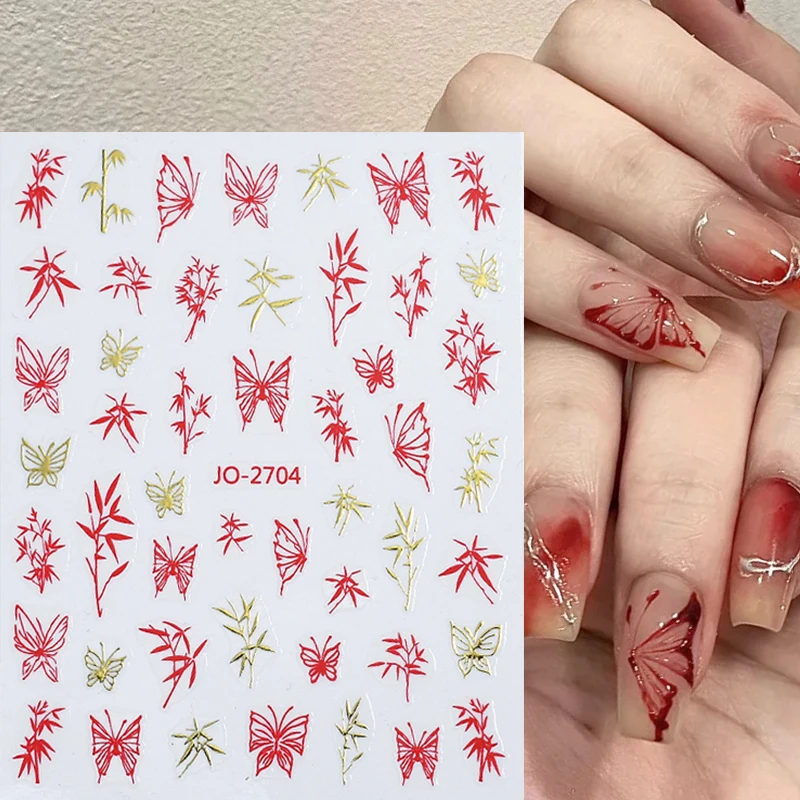 New 3D Fashion Nail Sticker Red Bowknot Self Adhesive Manicure Nail Art Stickers Decoration DIY Nail Art Decals Accessories