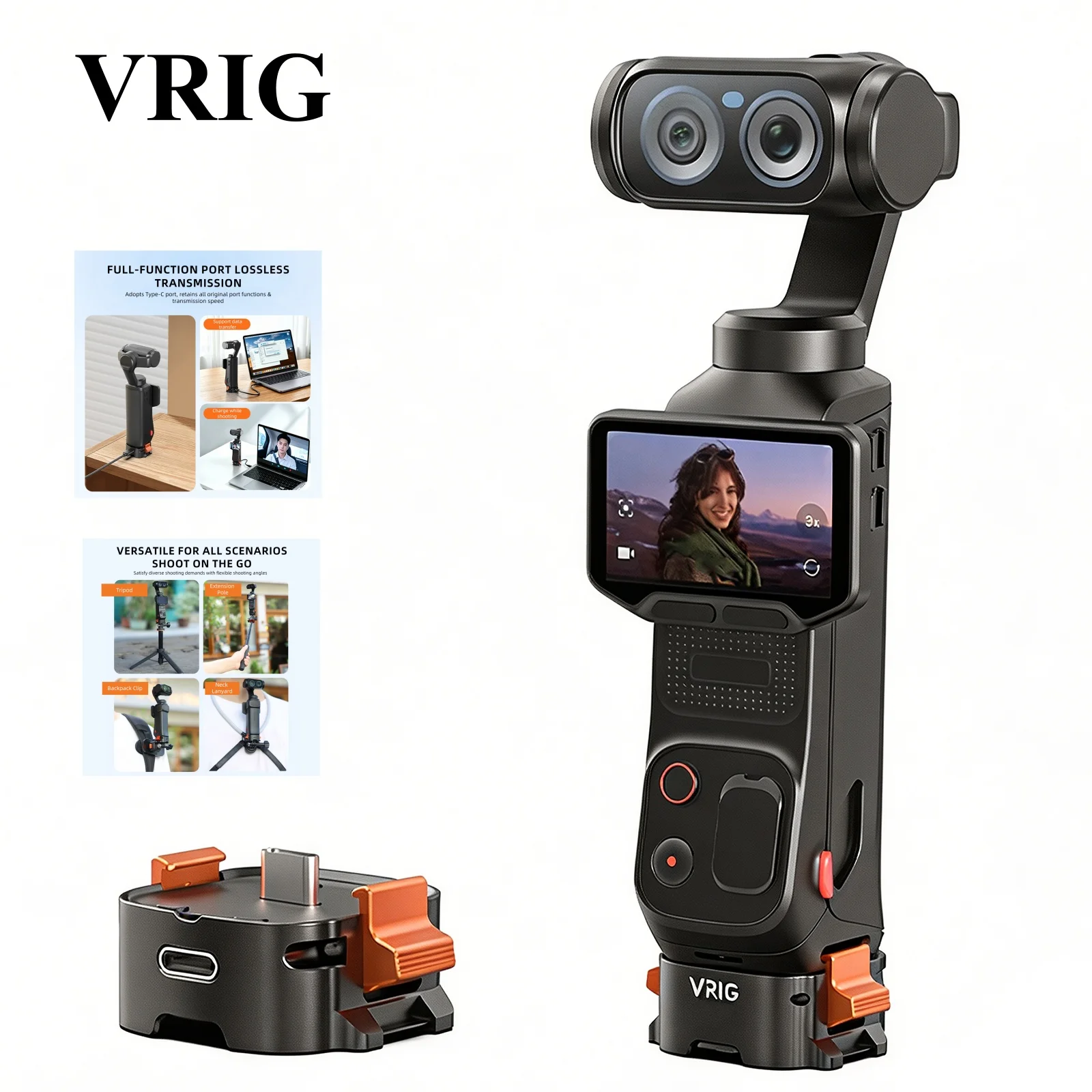 VRIG Quick Release Mount for Insta360 Luna Ultra Action Camera Charging Base 4in1 Camera Stand w 1/4