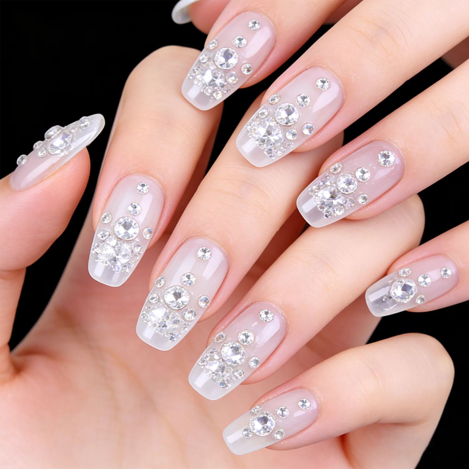 12 شبكة/1 صندوق 2-6 مللي متر عارية الأبيض الراتنج الماس مجموعة صناديق ، مسمار شفاف كريستال حجر الراين عدة ، مسمار الفن سحر لتقوم بها بنفسك مسمار الملحقات #2