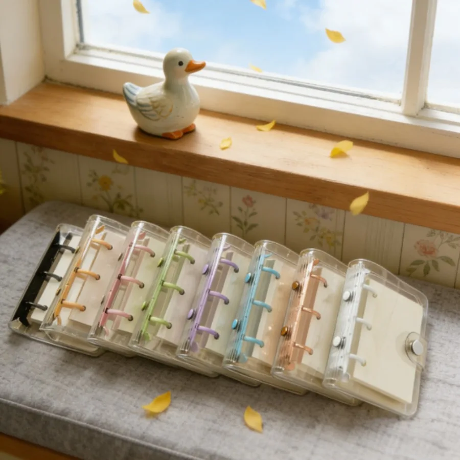 

3-Hole Loose-leaf Book Mini PVC Transparent Shell, Portable Loose-leaf Coil Book