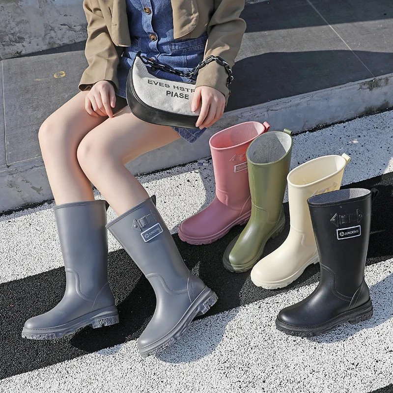 High Rain Boots for Women Fashion Waterproof Work Garden Galoshes Female Rain Shoes Outdoor Fishing Work Water Boots Wellies