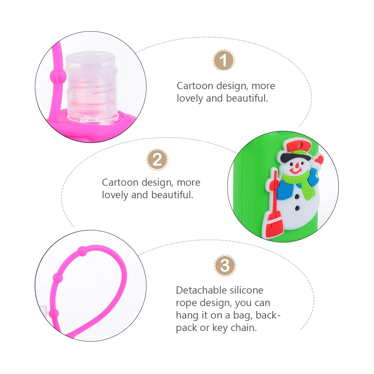 10 مجموعات من الزجاجات المحمولة بتصميم سيليكون كرتوني مانع للتسرب وقابل لإعادة الاستخدام للسفر والمدرسة في الهواء الطلق