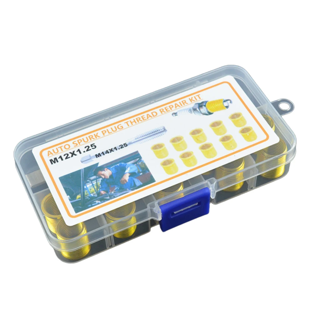 Spark Plug Thread Repair Kit M12x1.25 Inserts and M14x1.25 Tap Kit Cylinder Head Rethreaded Kit Gasoline Engine Repair Tools