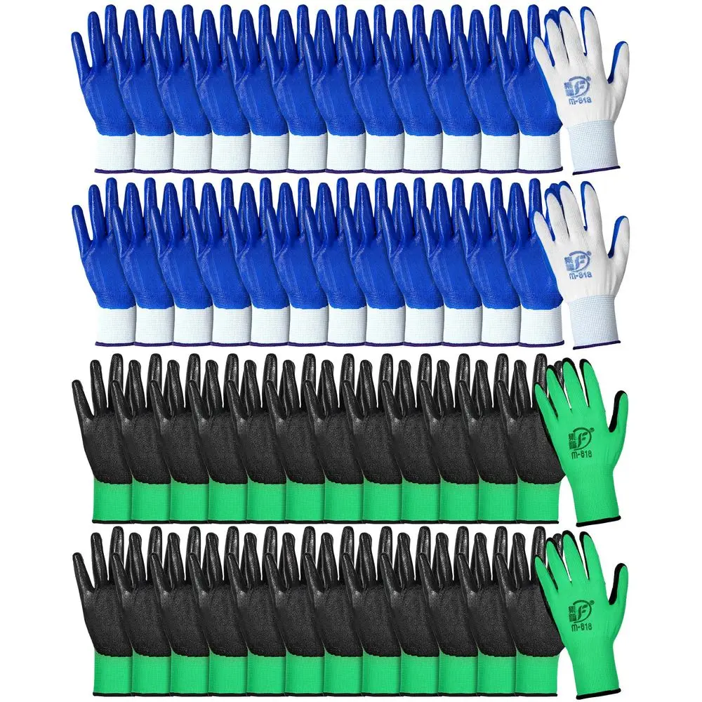 

48 пар садовых перчаток для мужчин и женщин, с резиновым покрытием, защитные рабочие перчатки оптом для садоводства и строительных работ
