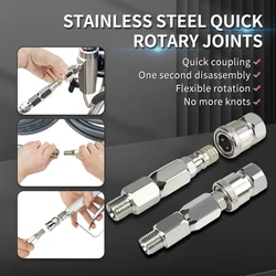 360 degree 1/4 Inch Stainless Steel Airless High Pressure Hose Fast-inserting Joint for Spray Airless Hose Pipe Connector