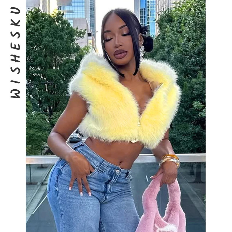

Women's Thick Warm Faux Fur Waistcoat Sexy Sleeveless Hooded Female Outerwear 2025 Winter Chic Lolita Vest Tops