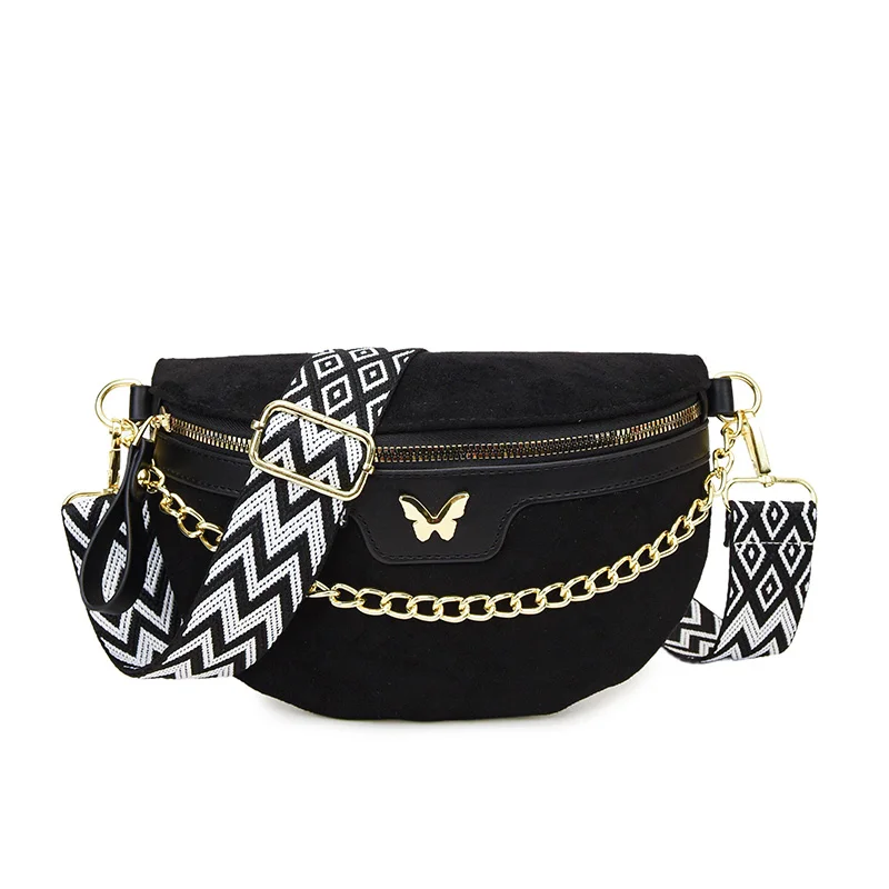 Faux Suede Chest Bag Bohemia Women Waist Bag PU Leather Handbag Chain Waist Pack Adjustable Strap Fashion Shoulder Crossbody Bag view 6