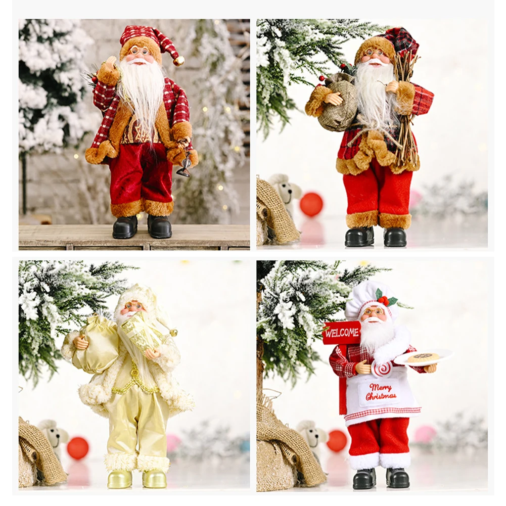 Christmas 12-inch Santa Figure Standing Santa Doll Window Decorations Christmas Decorations Christmas Gifts Birthday Gifts