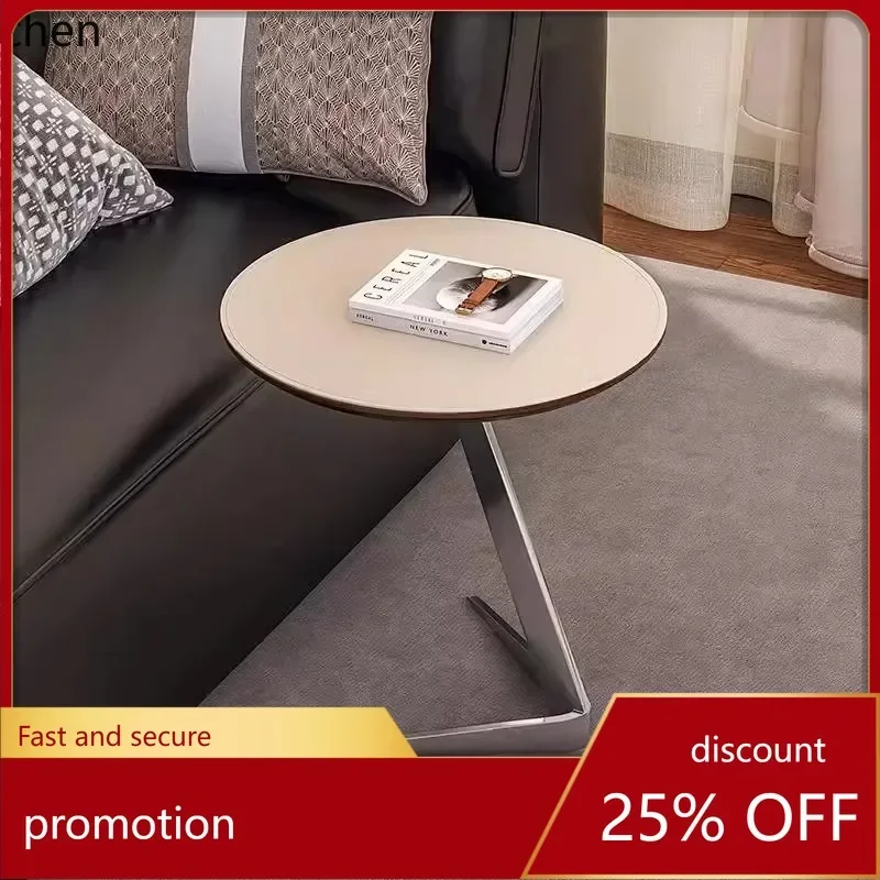 W5.19 high-end living room sofa side table light luxury movable saddle leather creative small coffee table decoration