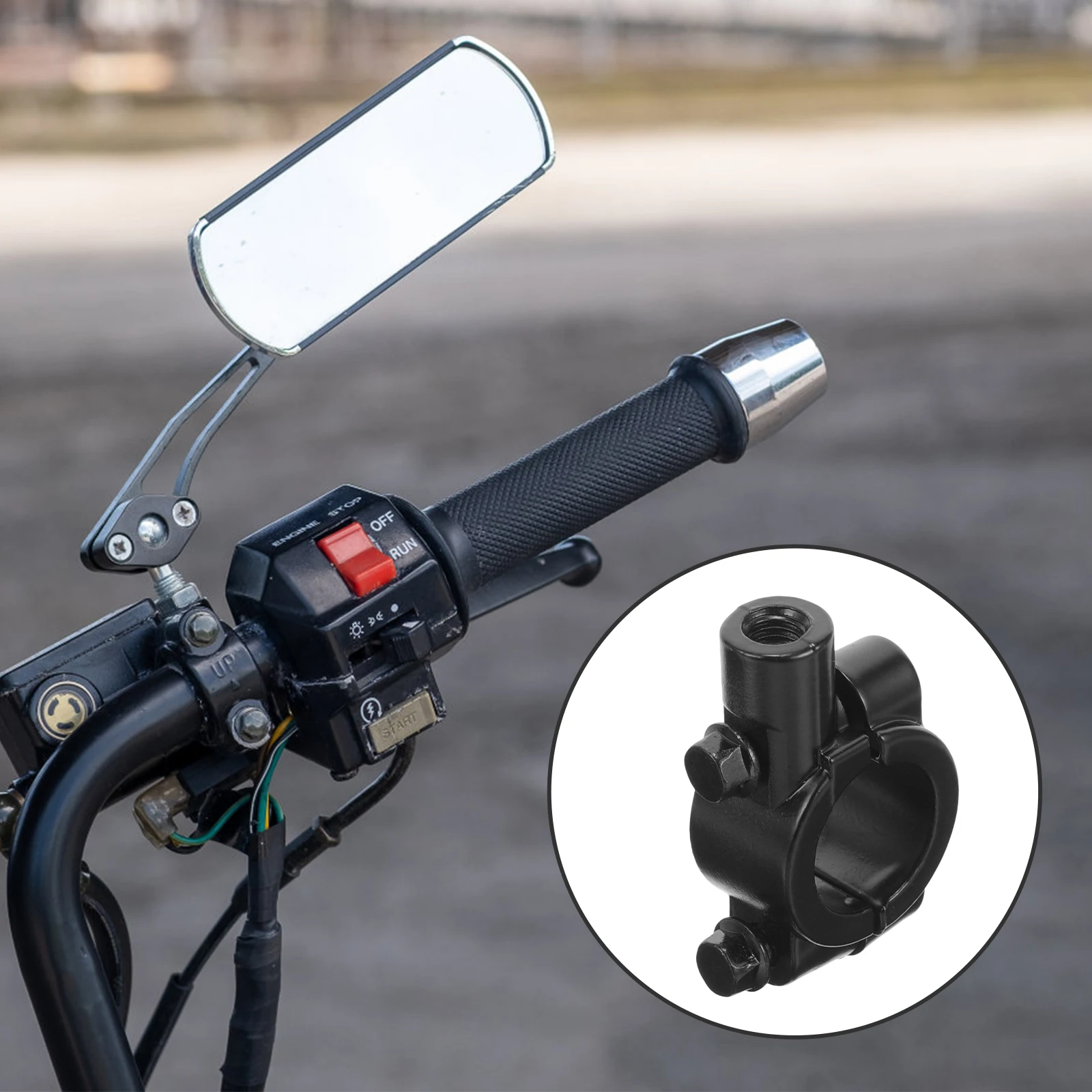 

2 Pcs Motorcycle Rearview Mount Black 8mm Aluminum Handlebar Clamp Bracket Mirror Accessories Wide Compatibility Easy