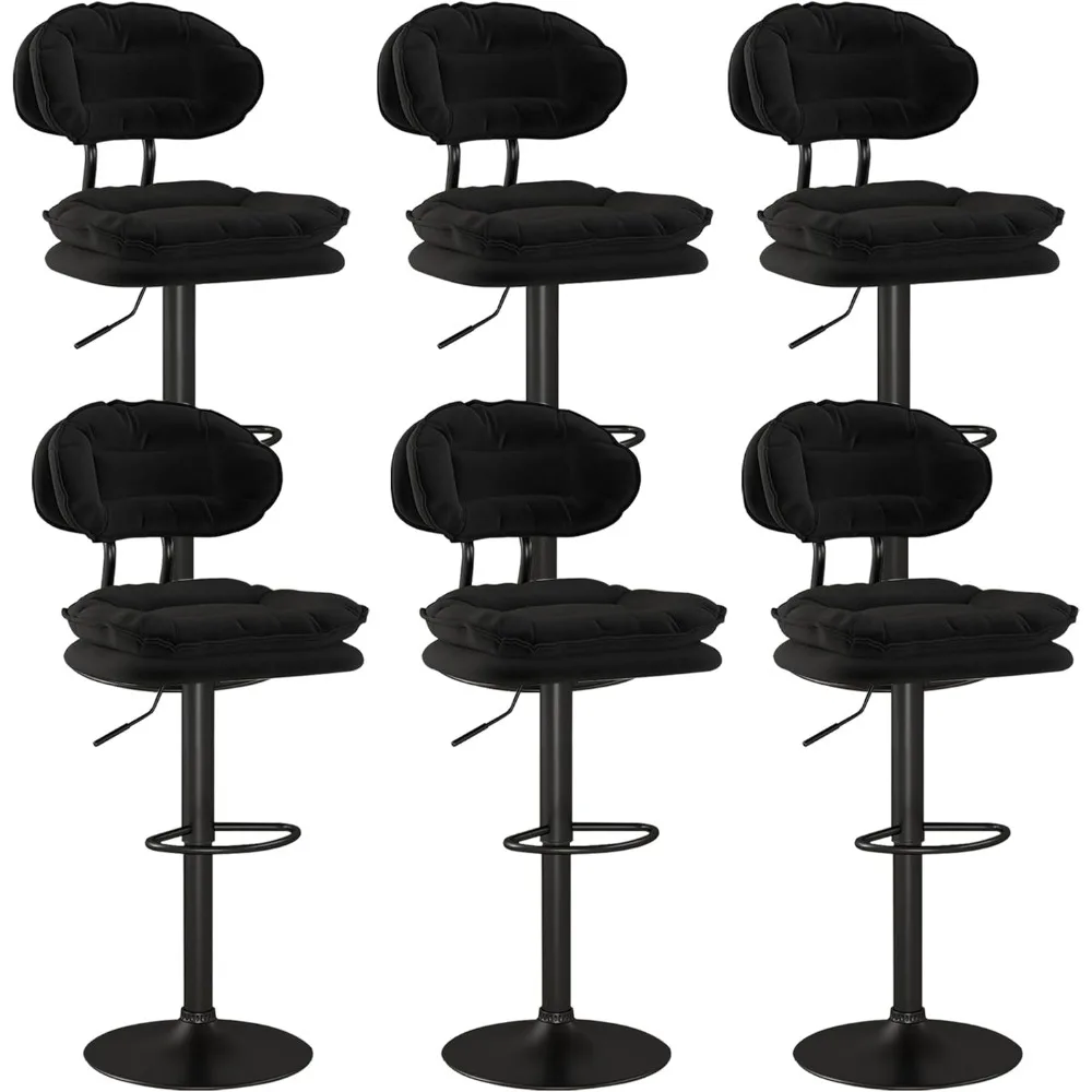 

Bar Stools Set of 6, Adjustable Swivel Leathaire Bar Chairs, Upholstered Double-Layer Counter Height Stools with High