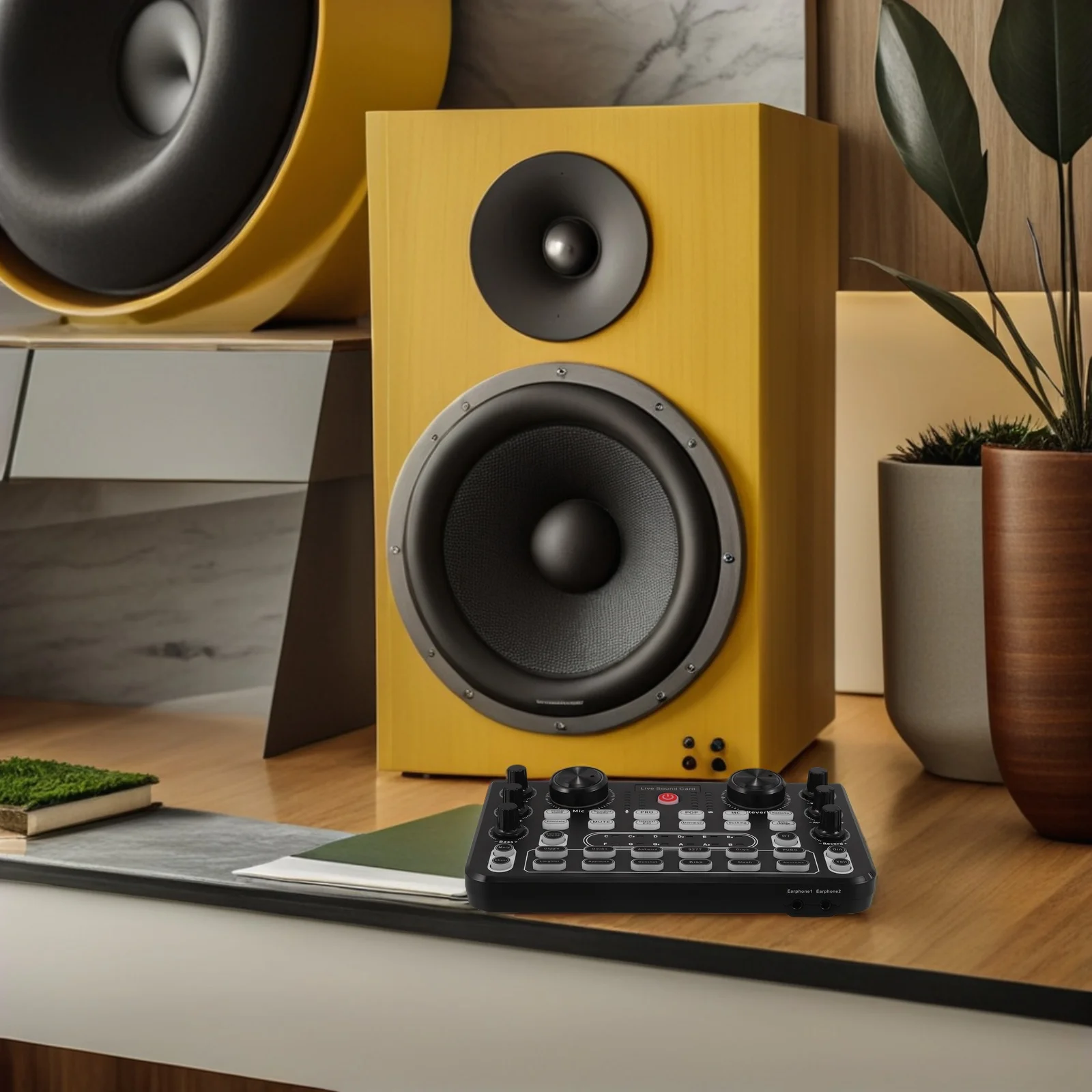 

Desktop Singing Voice Card Audio Interface for Live Streaming Sound Mixer' with Dj Metals Gaming Office
