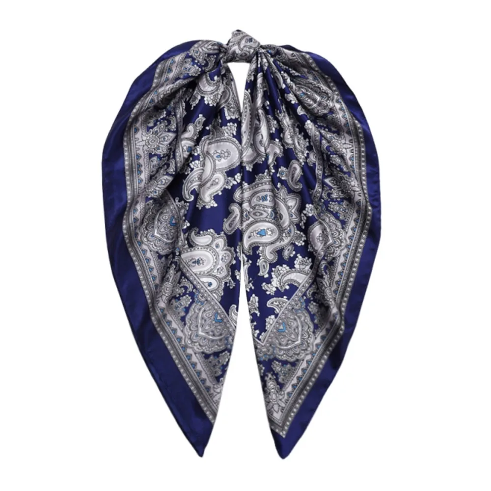 

90*90CM Paisley Print Handkerchief Thin Fabric Smooth Texture Bandana Head Scarf Cashew Flower Printed Sunscreen Hair Scarves