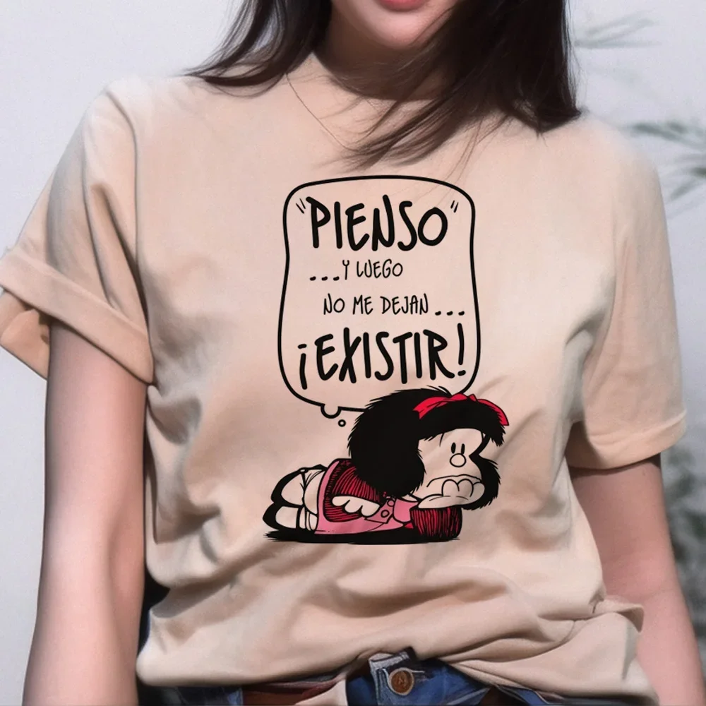 Mafalda T Shirt Women Summer Cartoon Graphic  Tops Soft Creative Short Sleeve Streetwear Japanese Female Anime Y2k Clothing Tees