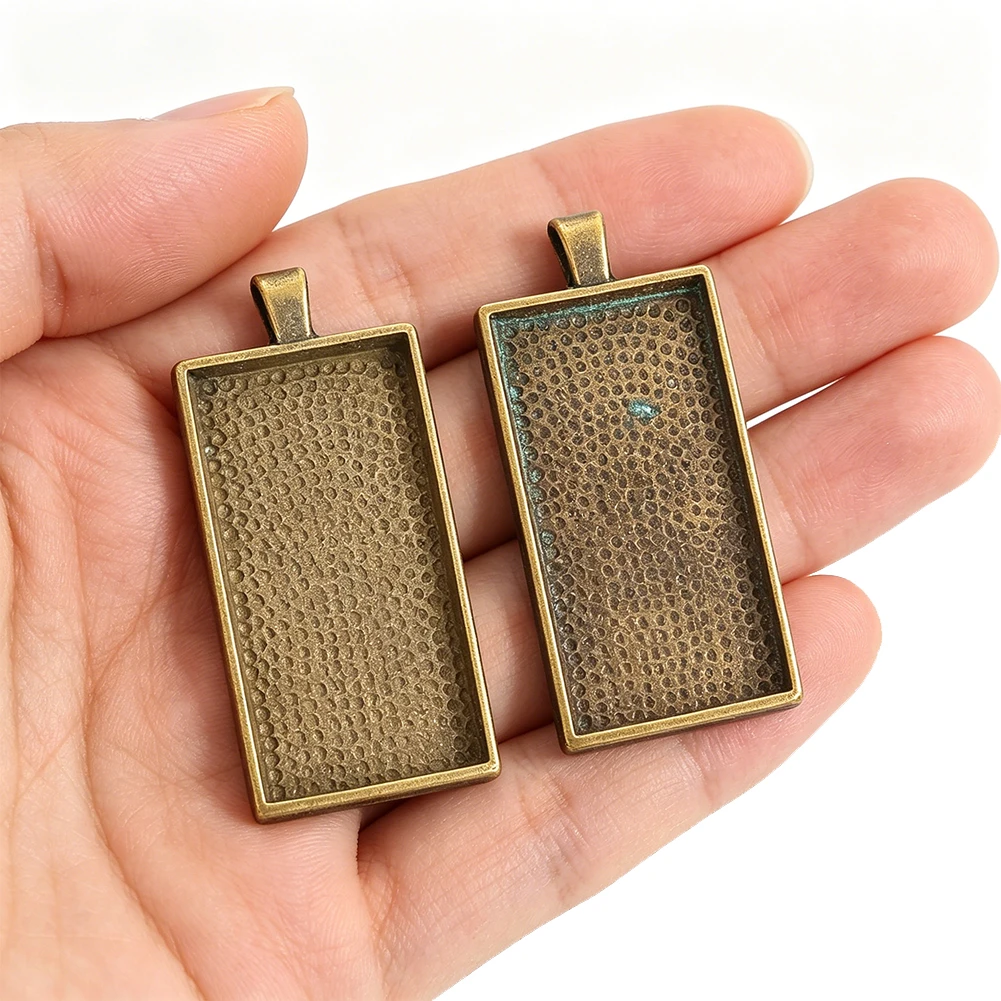 Vintage Bronze Rechteckige Cabochon-Fassung Anhänger-Basis DIY Schmuckherstellung Anhänger für Halsketten Schlüsselanhänger Ohrringe Taschenanhänger – Detail 4