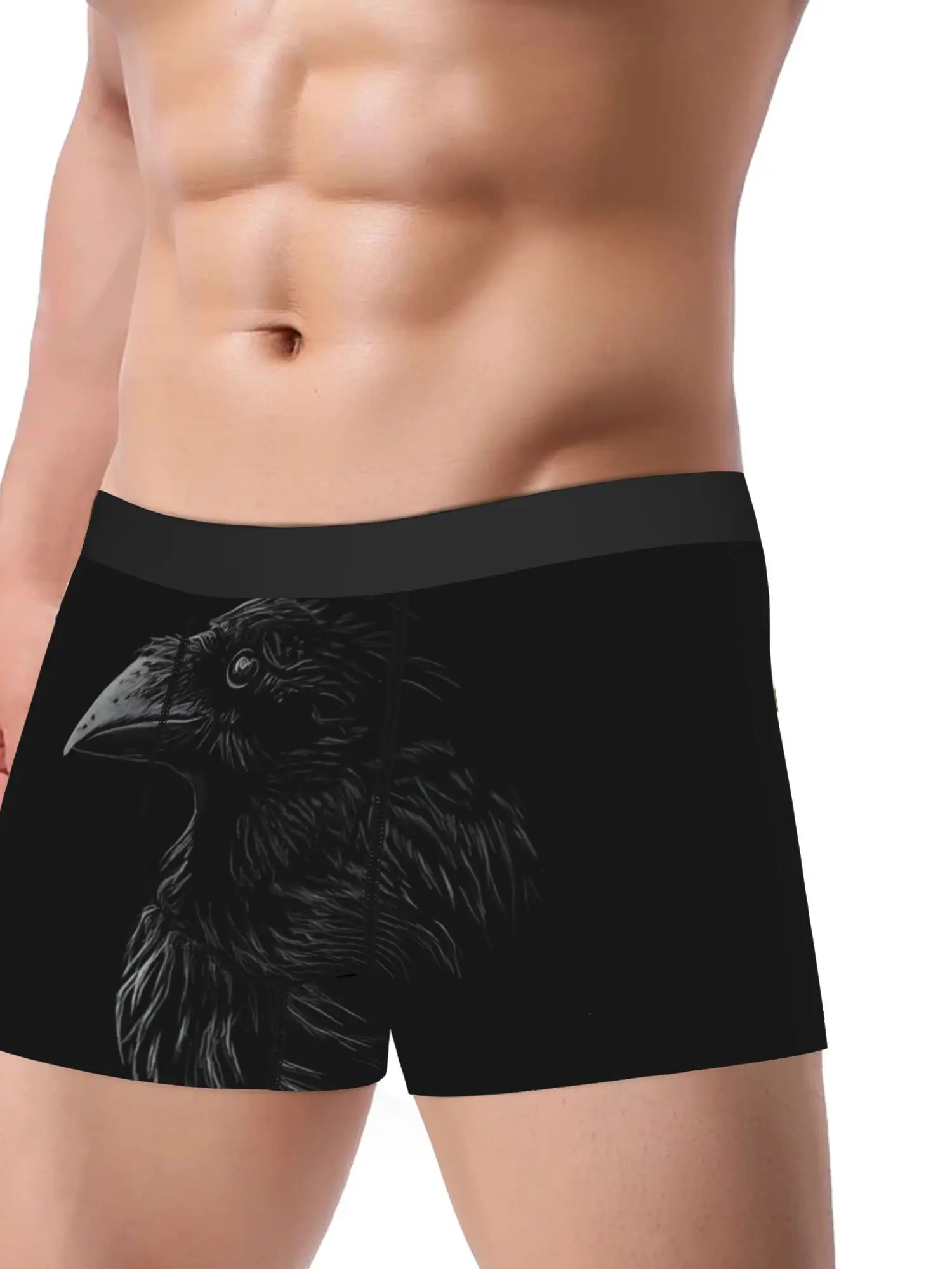 Men'S Breathable Boxer Briefs Featuring a Mystical Black Raven Design