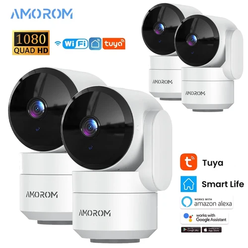 Imagen 1 del producto Cámara interior AMOROM 2K 5/2,4G Wi-Fi cámara de seguridad de visión nocturna para el hogar cámara giratoria de 360 grados cámara IP de detección de movimiento AI