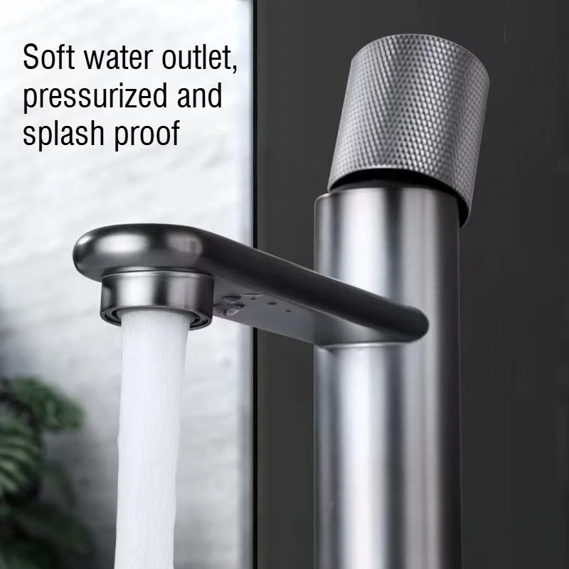 High-End Hotel Bathroom All-Copper Basin Faucets Washbasin with Diamond Pattern Faucet Minimalist Design for Cold and Hot Water