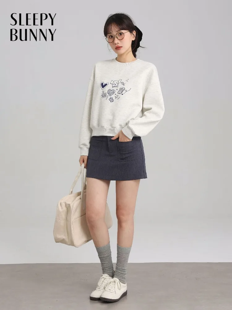 

Женская толстовка с круглым вырезом и вышивкой в виде сердца, весенняя, мягкая, укороченная, свободного кроя, для женщин, милая, омолаживающая, повседневная, уютная, шикарная