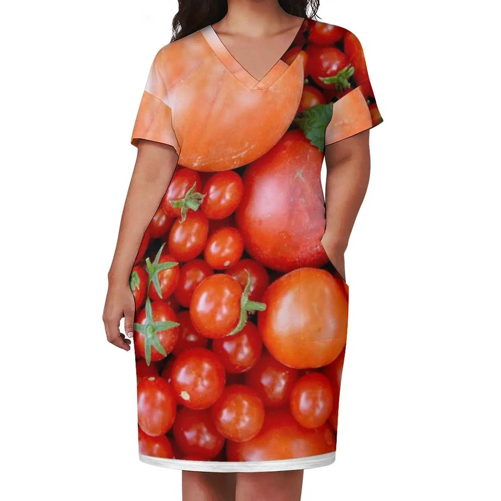 tomato costume pattern Loose Pocket Dress summer clothes for women Woman's evening dress wedding dresses for woman