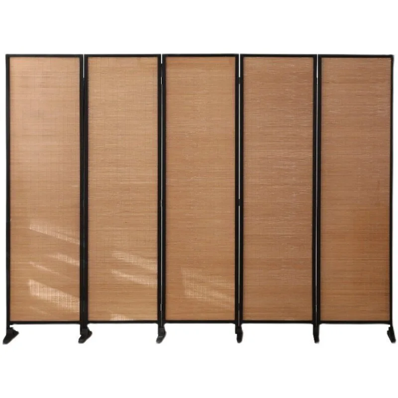 Chinese bamboo screen partition wall, living room folding mobile bedroom solid wood wall