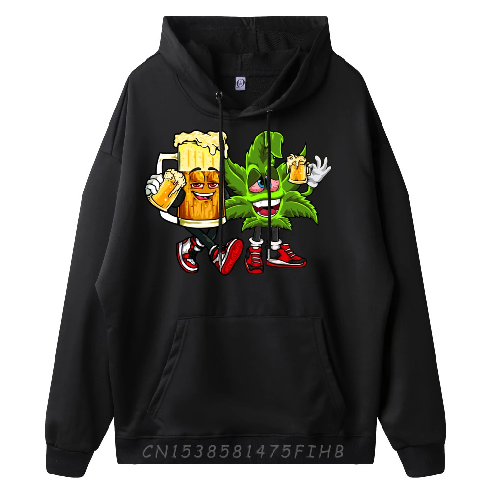 Funny Marijuana Weed Beer Drinking Beer Cannabis 3XL Men Clothing Breathable Oversized Hoodies Men Crazy