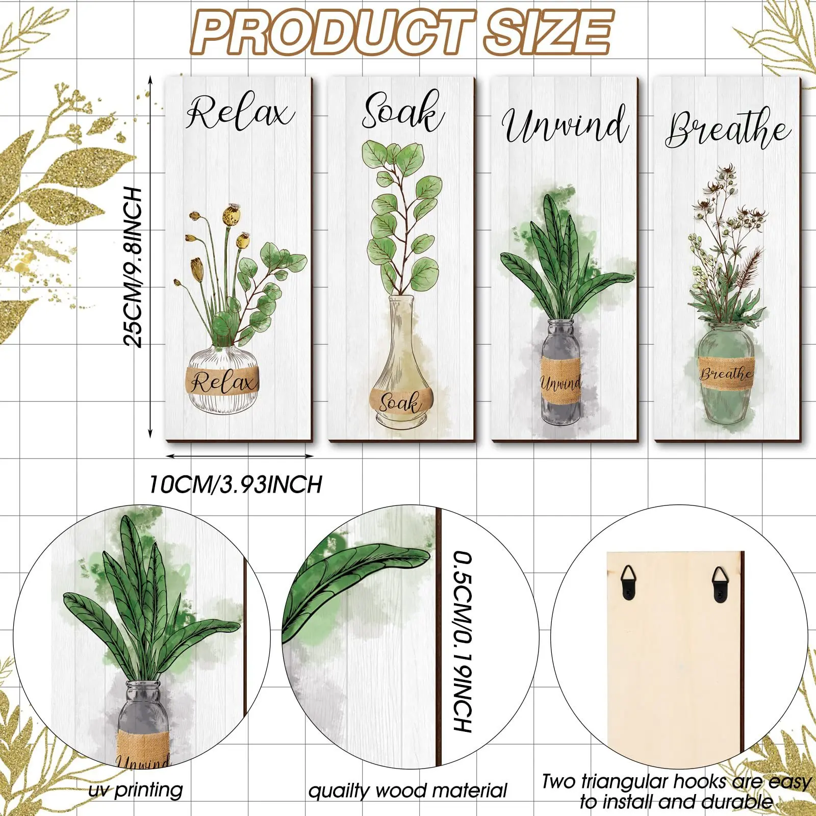 

Wood Wall Decor UV Printed - New Modern Wooden Hanging Sign for Bathroom Bedroom, Home Decoration Plaque, Housewarming Gift