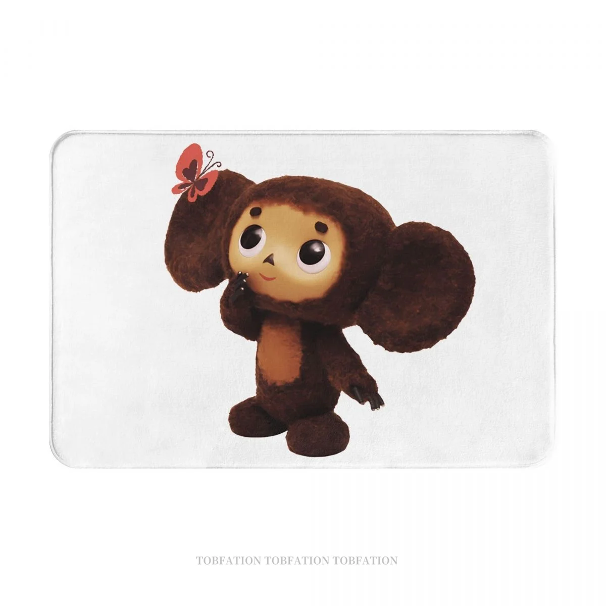 Cheburashka Cute Soviet Russian Cartoon Bath Mat Butterfly Doormat Flannel Carpet Balcony Rug Home Decoration