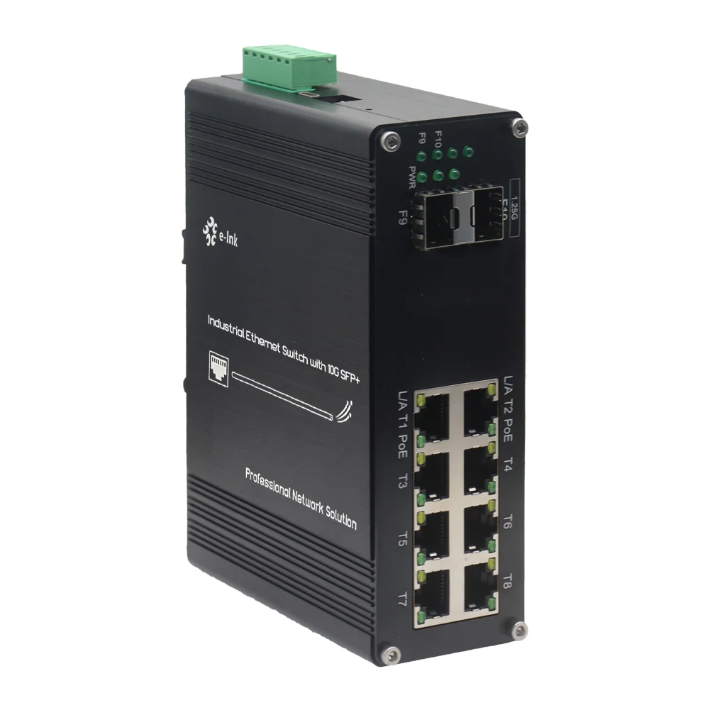 Industrial 8 Ports L2 Managed Gigabit PoE Fiber Switch with 2 Gigabit SFP Slots Network Switch 802.3at 30W 48-57V DC Input