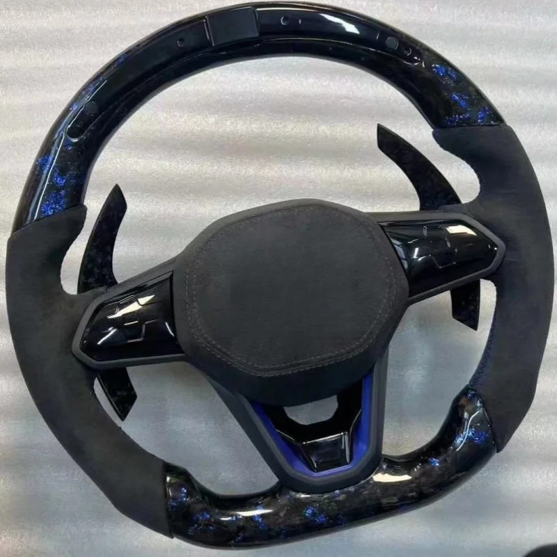 Светодиодный автомобильный руль из углеродного волокна, кожаный для Volkswagen VW GOIF Golf GTi7 GTS Tiguan L Passat, автомобильные аксессуары