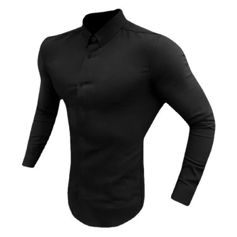 Autumn Fashion Long Sleeve Shirt Men Super Slim Fit Male Casual Social Business Dress Shirt Brand Men Fitness Sports Clothing