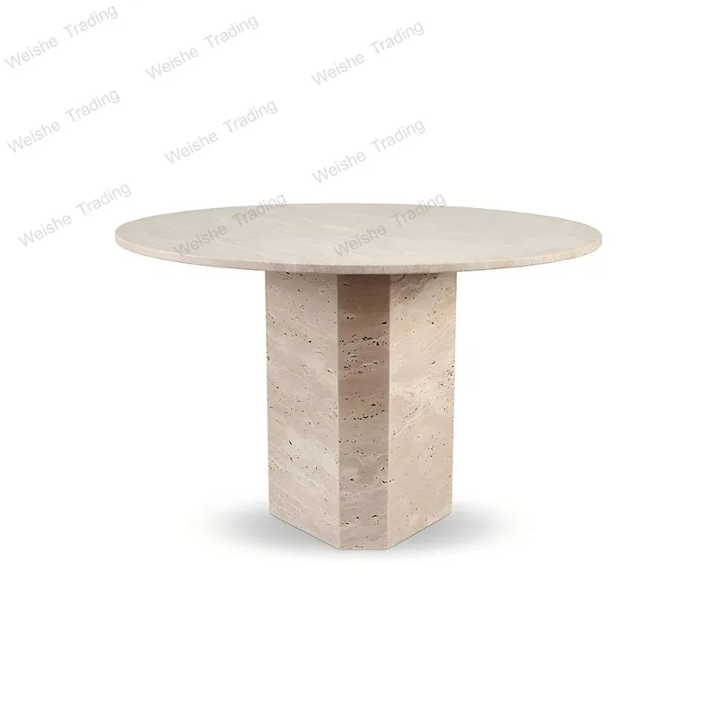 Medieval natural marble travertine dining table living room household round table