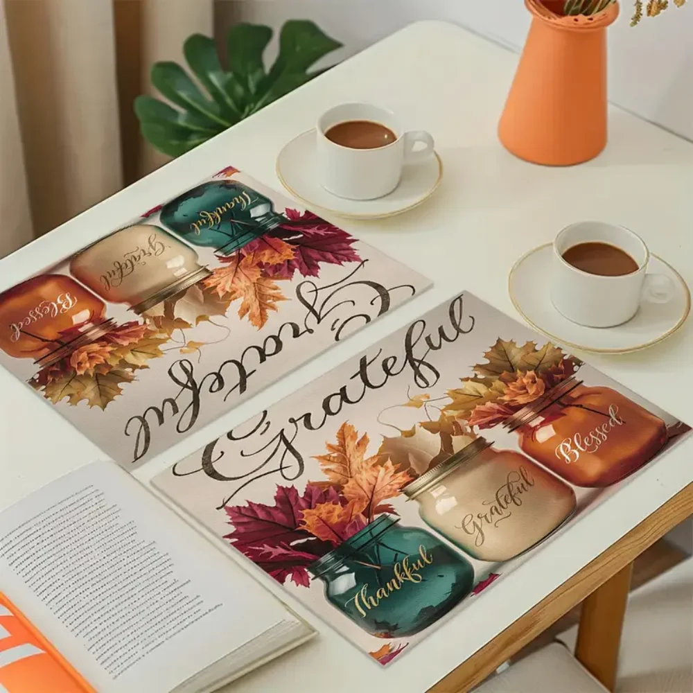 مفارش أطباق جرة الخريف من VIKAMA - مقاومة للماء وقابلة للغسل ومقاومة للحرارة، مثالية لتزيين المطبخ والطاولات المنزلية