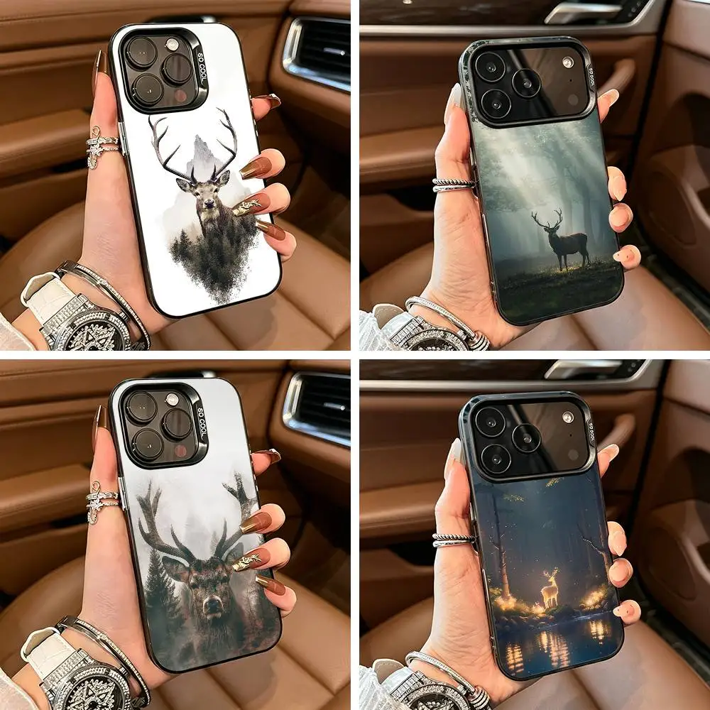 Deer -Hunting Phone Case For iPhone 17,16,15,14,13,12,11 Plus Pro Max Colored Silver Phone Case