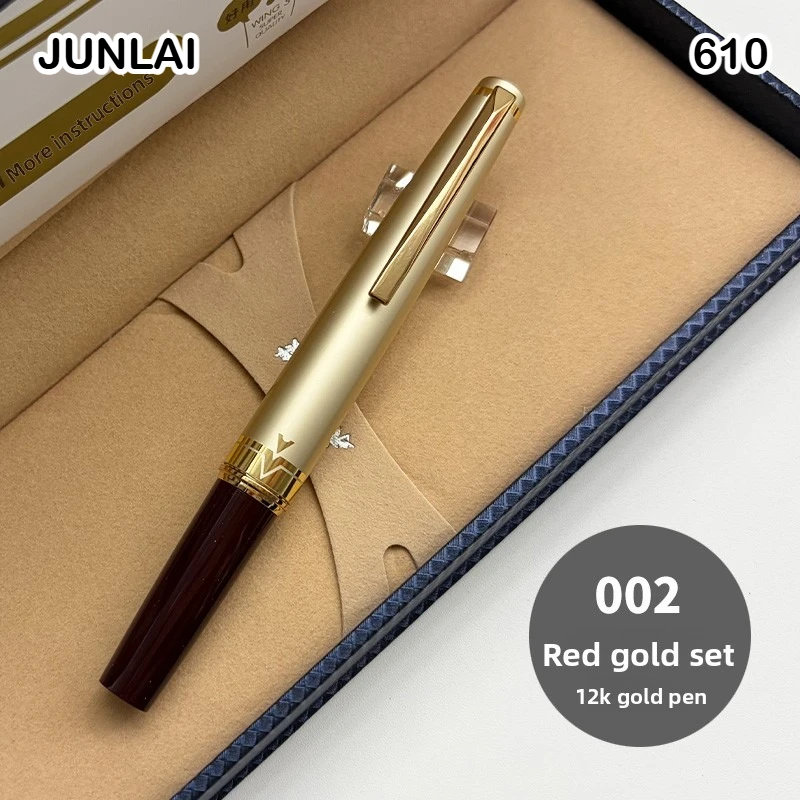 WingSung /Junlai 610 Pocket Red/Black Fountain Pen Nail EF/F/M 12K Gold Pen PK Jinhao 59 Majohn B32 School Supplies Stationery