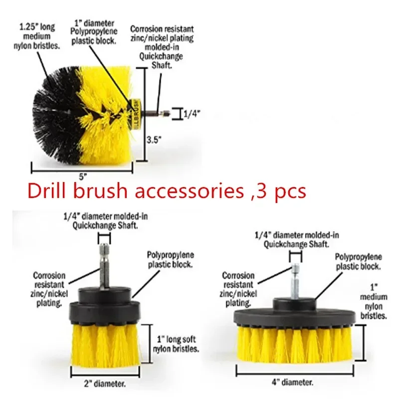 3pcs Drill Brush Attachment Set Power Scrubber Brush with Drill Scrub  Bathroom Tile Grout Carpe Brush for Cleaning Showers Tubs