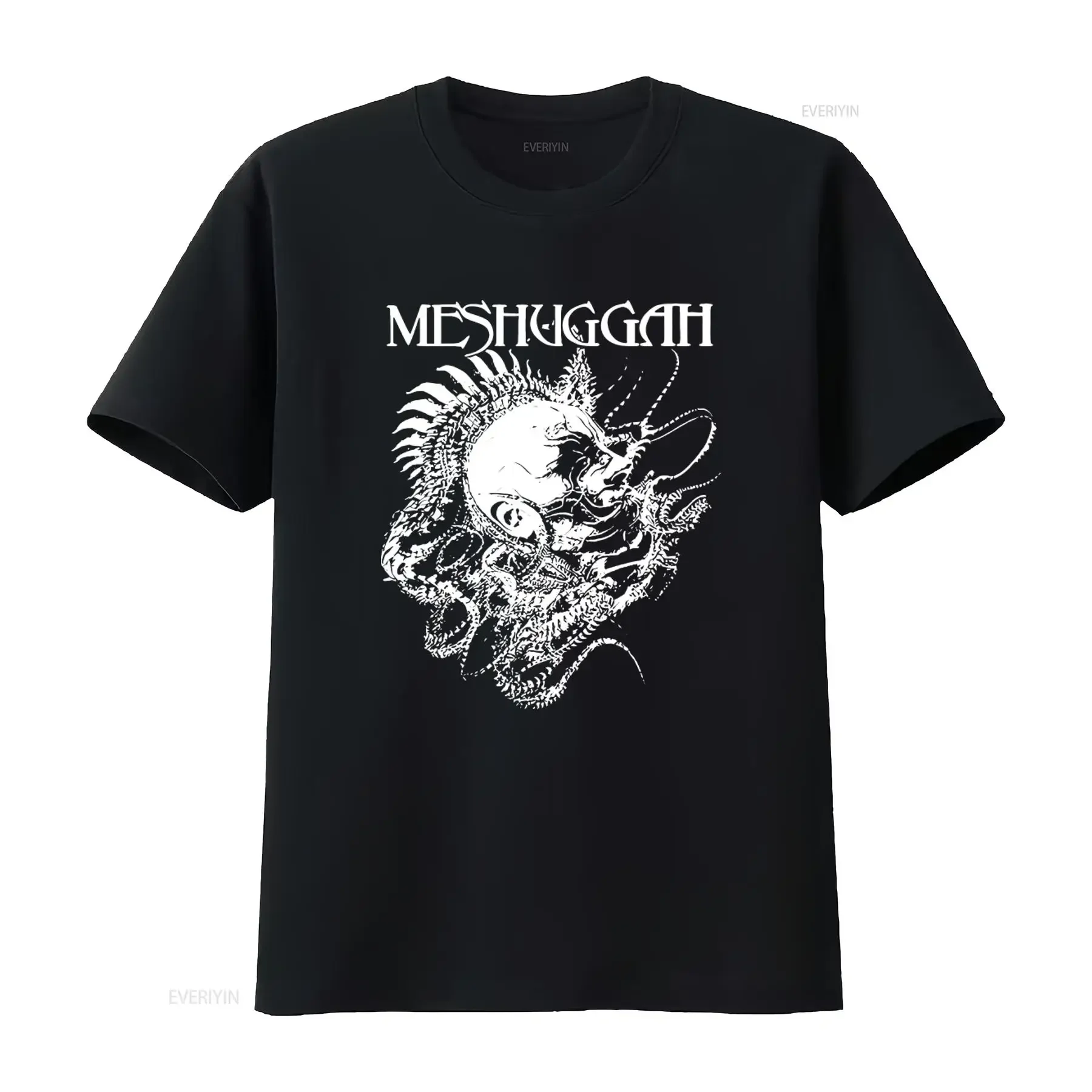 Meshuggah Spine Head T Shirt for Men Rock Band Inspired Design Cool Print vintage Washed Versatile Stylish
