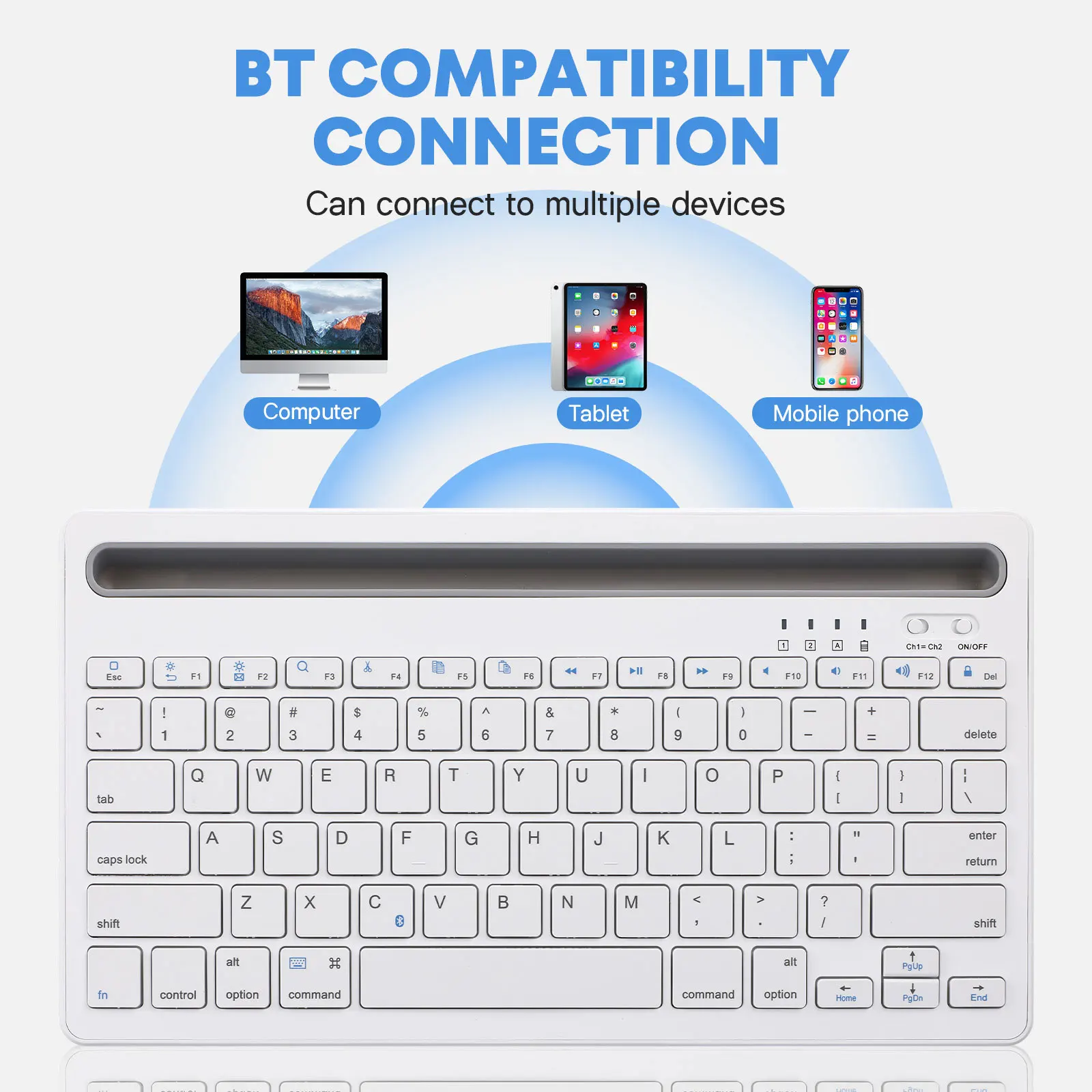 

Silent Wireless Rechargeable Keyboard for Mobile Phone Tablet Multi-Device Connection Noiseless Mobile Keyboard Comfortable Use
