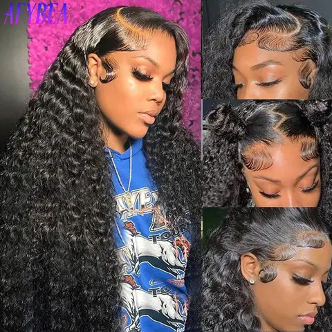 Perruque Lace Front Wig naturelle ondulée, cheveux humains, densité 220, 13x6, Hd, pre-plucked, bouclée, sans colle, 5x5, Hd, 40 pouces