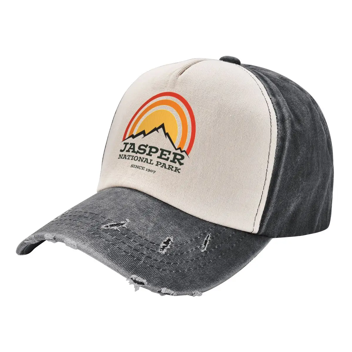 

Jasper National Park Alberta Canada Vintage Retro Travel Hiking, Camping Adventure Climbing Mountain Baseball Cap