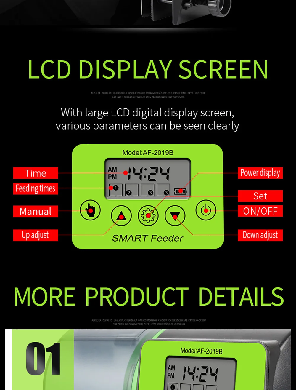 Automatische Fisch fütterung digitales Aquarium Aquarium Lebensmittelsp ender Kunststoff intelligentes Timing elektrisches Fisch fütterung werkzeug für Schildkröte – Detail 6