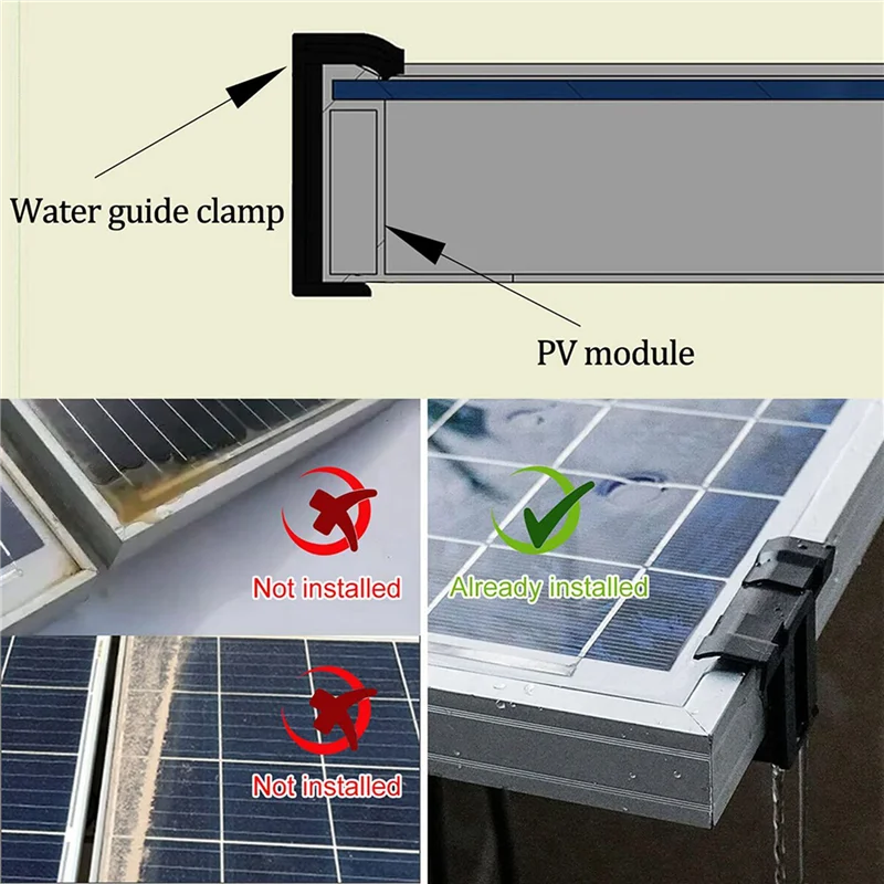 

AB42-64Pc 35Mm Solar Panel Water Drainage Clips,PV Modules Clips For Water Drain Photovoltaic Panel Water Drain Clips