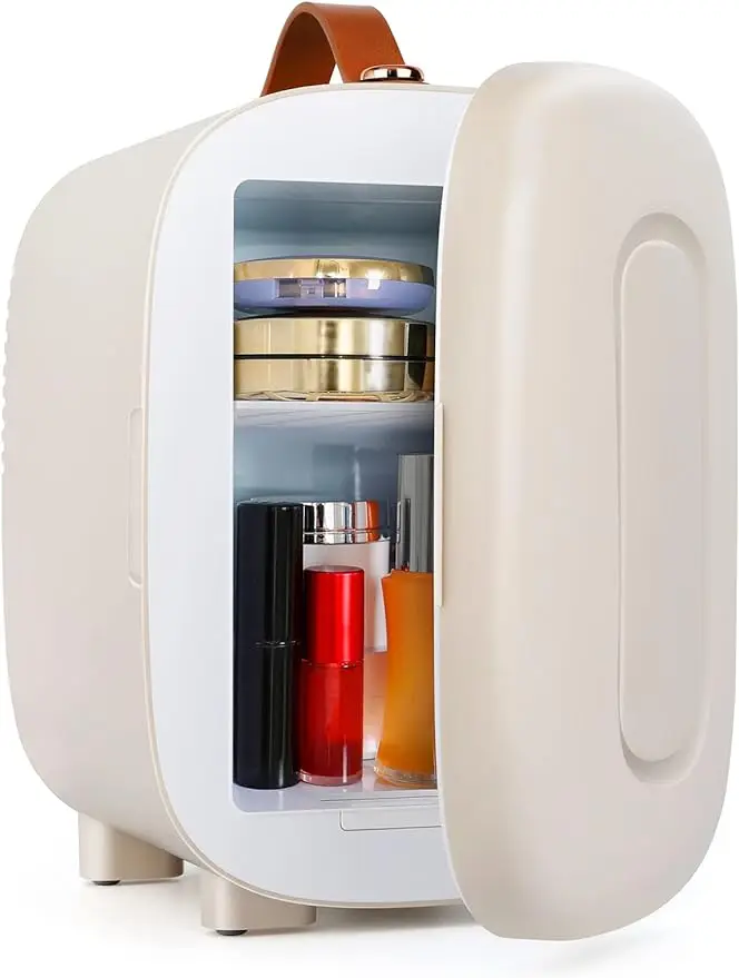 

Small Refrigerator Cooler for Skincare, Beverage, Food, Cosmetics, Home, Bedroom, for Christmas Gift - Stone White