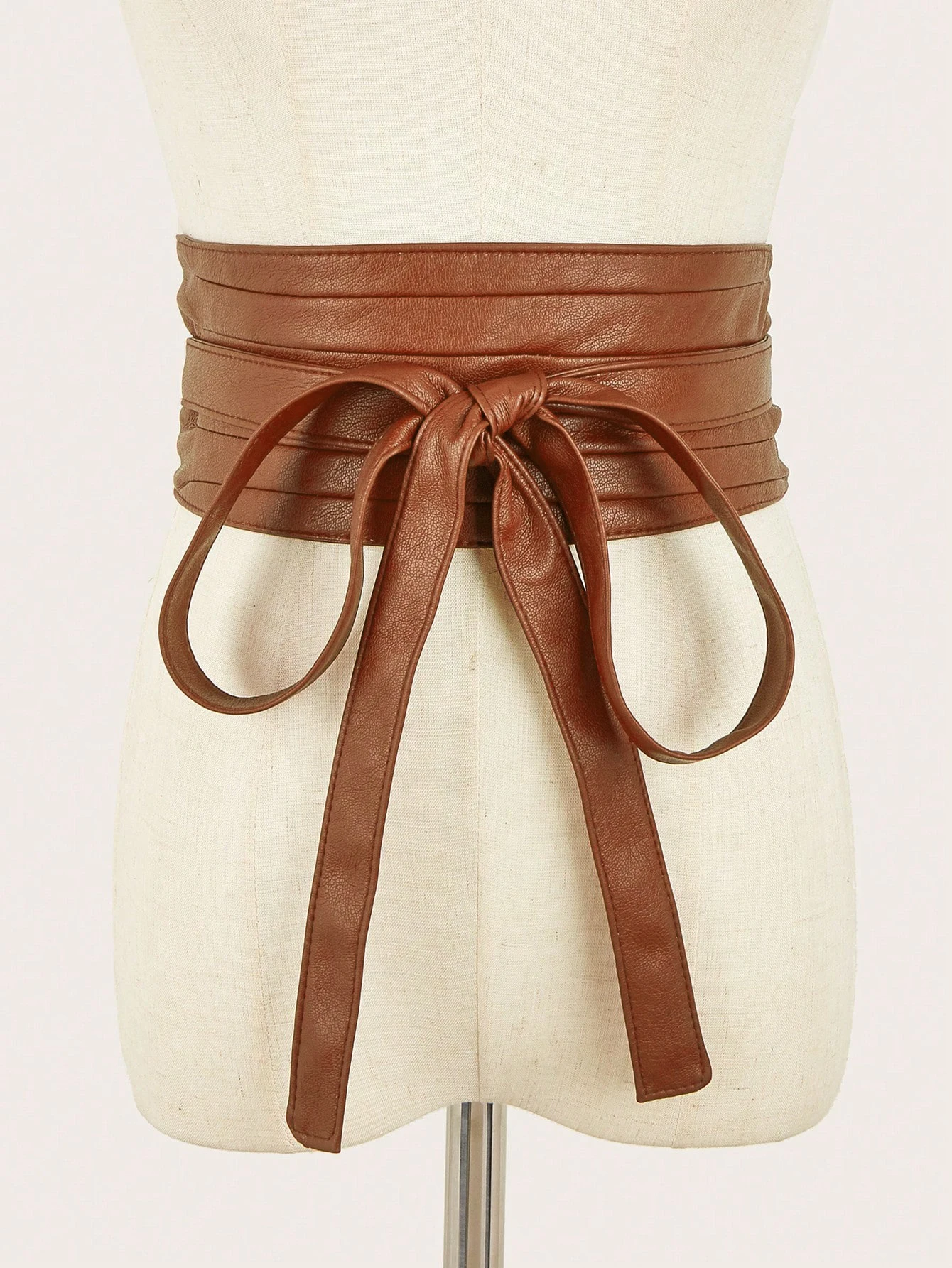 قطعة واحدة من حزام معقود من البولي يوريثان بلون سادة كاجوال للسيدات، حزام ربط بني على طراز القصر، حزام عريض أنيق بوهيمي، مناسب للأزواج مع الفساتين، مثالي للحفلات والمهرجانات الموسيقية #2