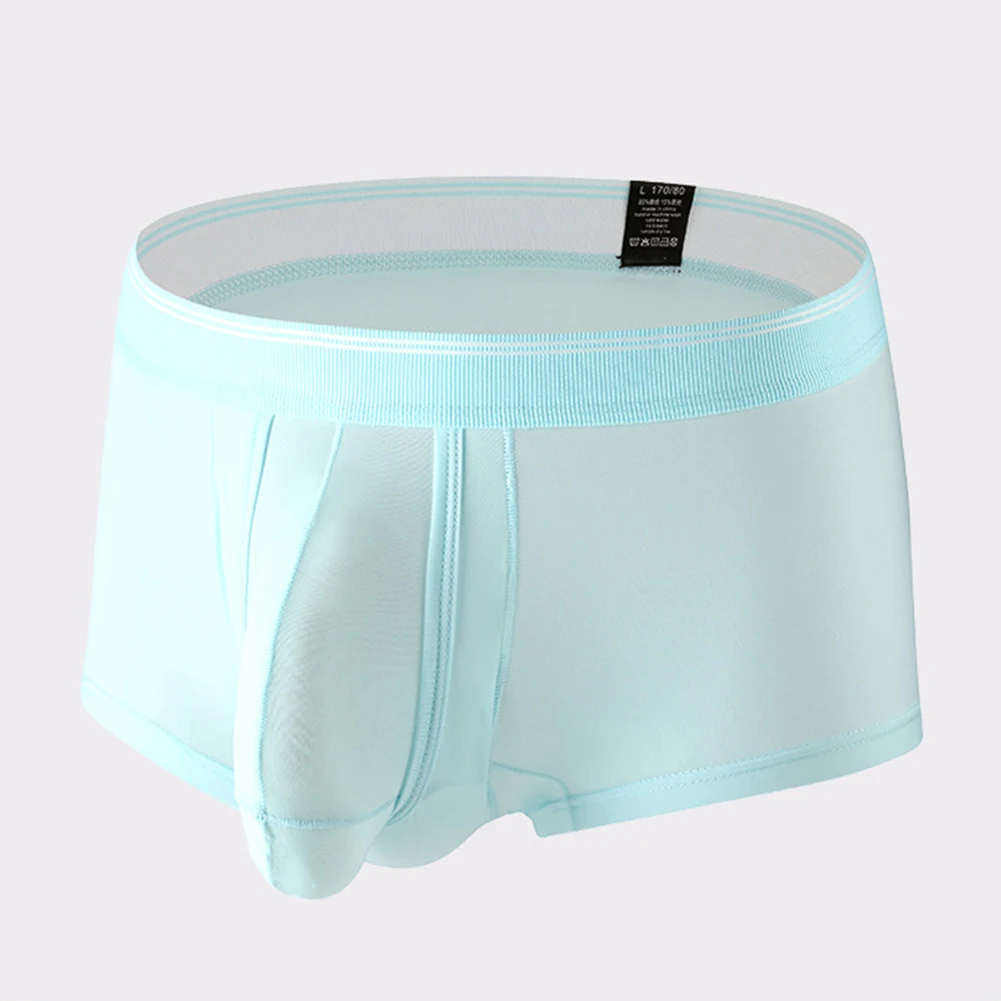 

Sexy Men's Ice Silk Middle Waist Underwear Breathable U-convex Pouch Boxers Shorts Underpants Elastic Man Panties