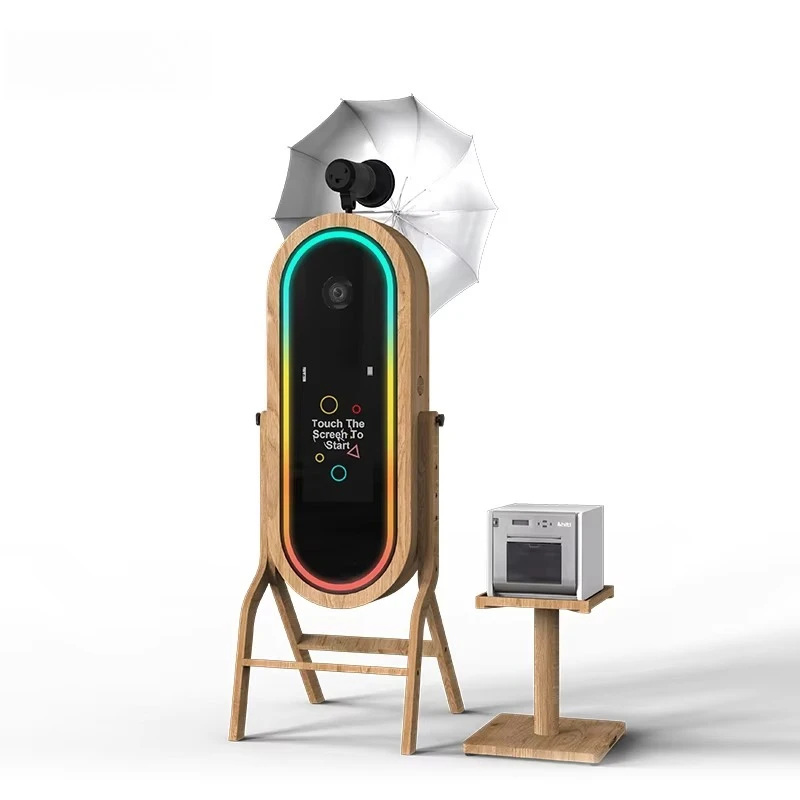 Touch Screen Wooden Magic Mirror Party Camera Exhibition Bench